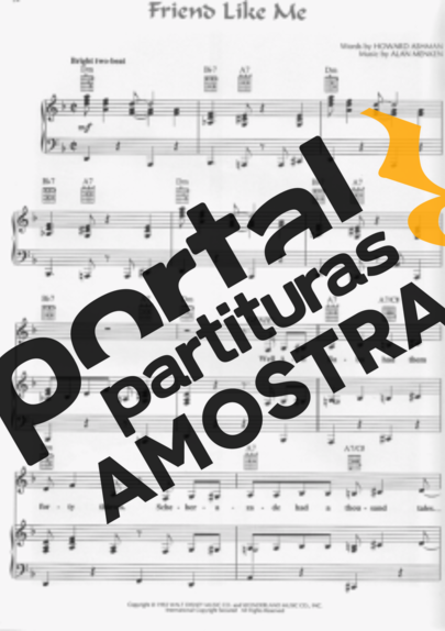 Aladim Friends Like Me partitura para Piano