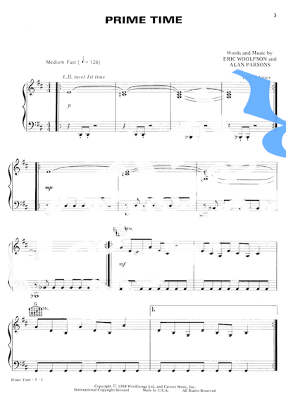 Alan Parsons  partitura para Piano