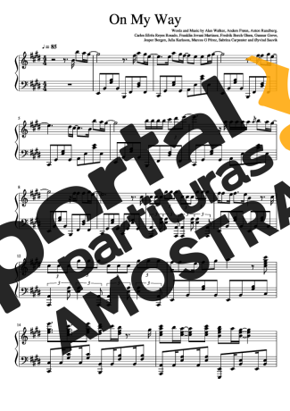 Alan Walker ft Sabrina Carpenter ft Farruko On My Way partitura para Piano