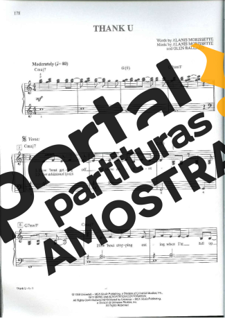 Alanis Morissette Thank You partitura para Piano