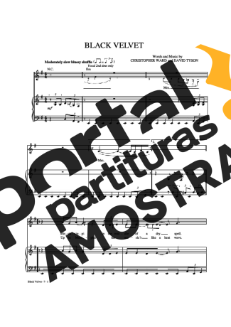 Alannah Myles Black Velvet partitura para Piano