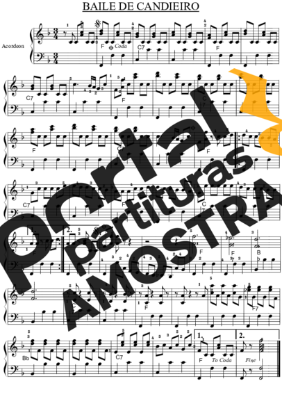 Albino Manique Baile de Candieiro partitura para Acordeon