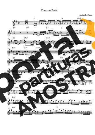 Alejandro Sanz Corazon Partio partitura para Clarinete (Bb)