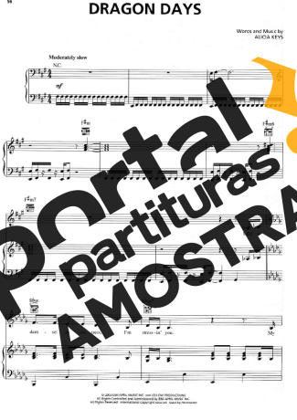 Alicia Keys Dragon Days partitura para Piano