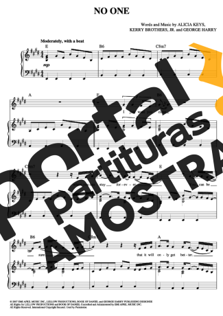 Alicia Keys No One partitura para Piano
