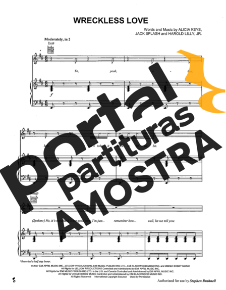 Alicia Keys Wreckless Love partitura para Piano