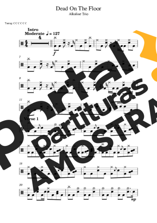 Alkaline Trio Dead On The Floor partitura para Bateria