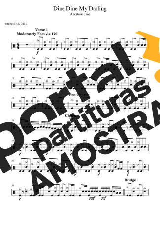 Alkaline Trio Dine Dine My Darling partitura para Bateria