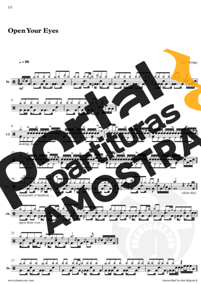 Alter Bridge Open Your Eyes partitura para Bateria