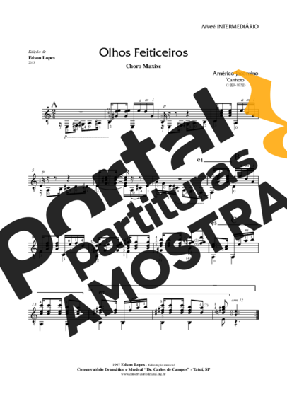 Américo Jacomino Olhos Feiticeiros partitura para Violão