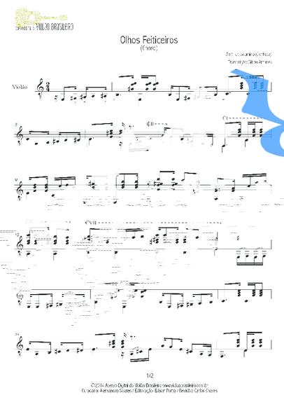 Américo Jacomino Olhos Feiticeiros partitura para Violão