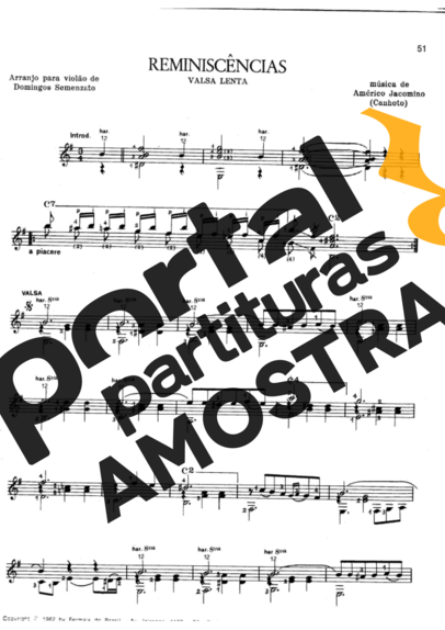 Américo Jacomino Reminiscências partitura para Violão