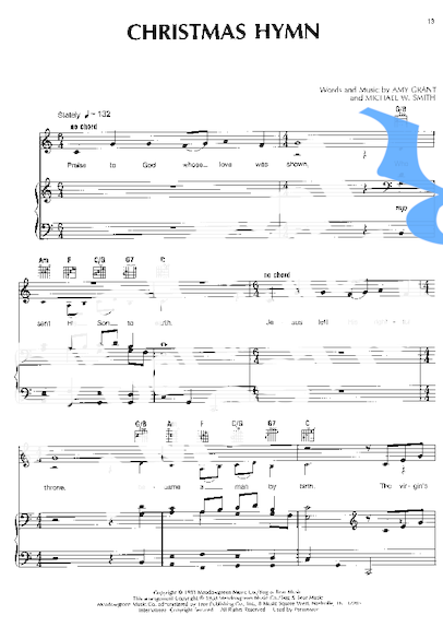 Amy Grant Christmas Hymn partitura para Piano