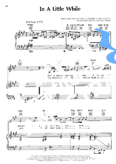 Amy Grant In A Little While partitura para Piano
