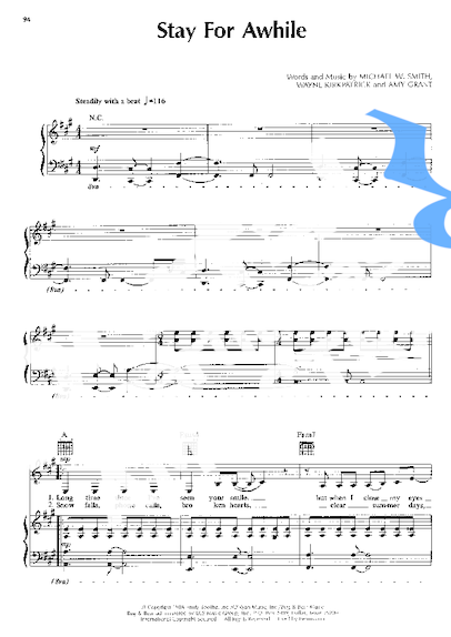 Amy Grant Stay For Awhile partitura para Piano