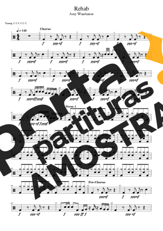 Amy Winehouse Rehab partitura para Bateria