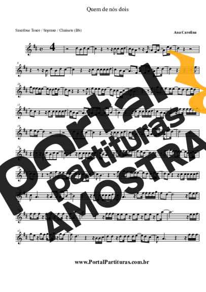 Ana Carolina  partitura para Saxofone Tenor Soprano Clarinete (Bb)