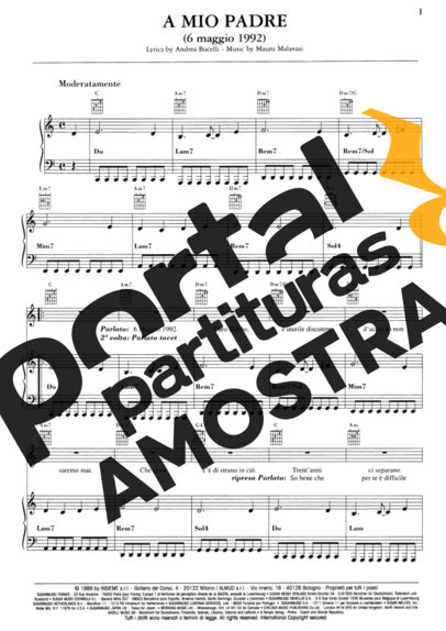 Andrea Bocelli  partitura para Piano