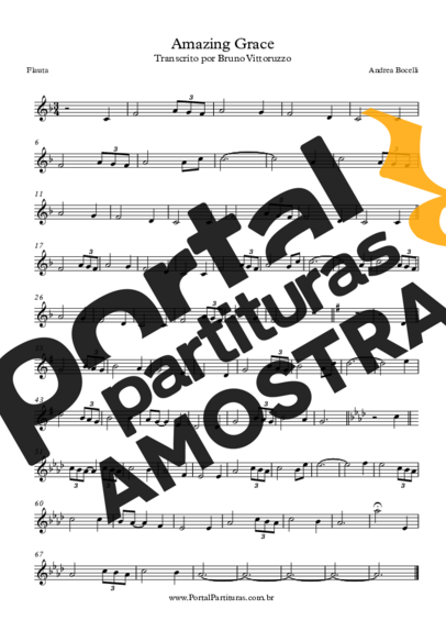 Andrea Bocelli  partitura para Flauta Transversal