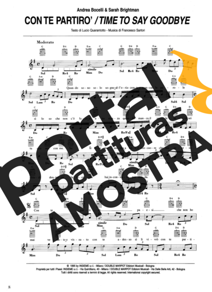 Andrea Bocelli Con Te Partiro (Time To Say Goodbye) partitura para Teclado