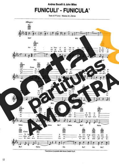 Andrea Bocelli  partitura para Teclado