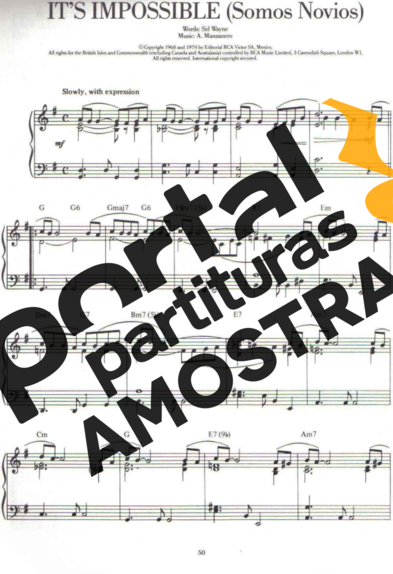 Andrea Bocelli Its Impossible (Somos Novios) partitura para Piano