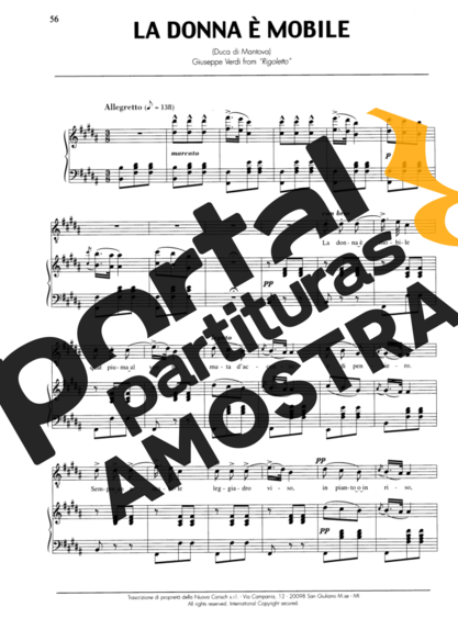 Andrea Bocelli La Donna È Mobile partitura para Piano