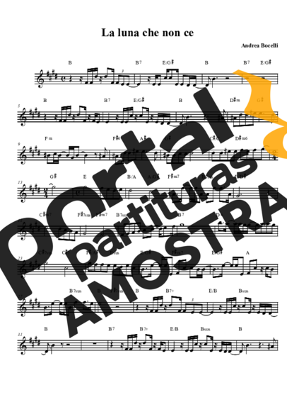 Andrea Bocelli La Luna Che Non c´e partitura para Saxofone Tenor Soprano (Bb)