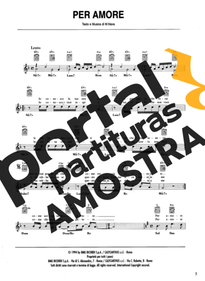 Andrea Bocelli Per Amore partitura para Violão