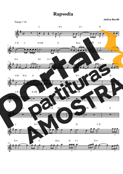 Andrea Bocelli  partitura para Saxofone Tenor Soprano (Bb)