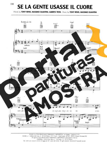 Andrea Bocelli Se La Gente Usasse Il Cuore partitura para Piano