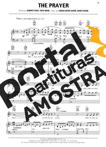 Andrea Bocelli The Prayer partitura para Piano