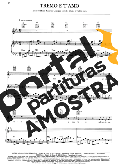 Andrea Bocelli Tremo E T Amo partitura para Piano