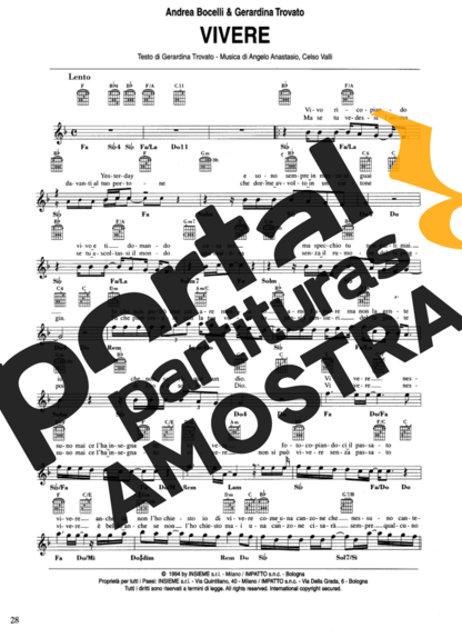 Andrea Bocelli  partitura para Violão