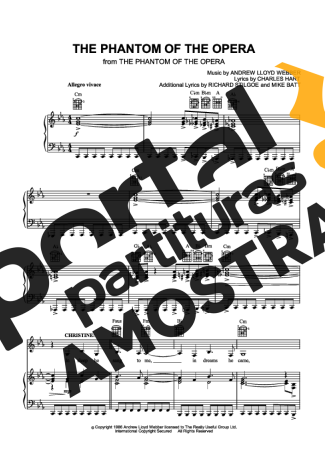 Andrew Lloyd Webber The Phantom Of The Opera partitura para Piano