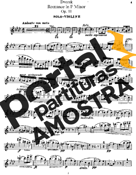 Antonín Dvořák  partitura para Violino