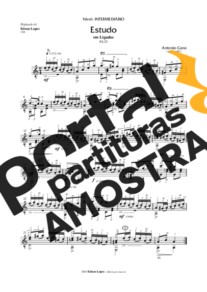 Antonio Cano Estudo em Ligados (EL24) partitura para Violão