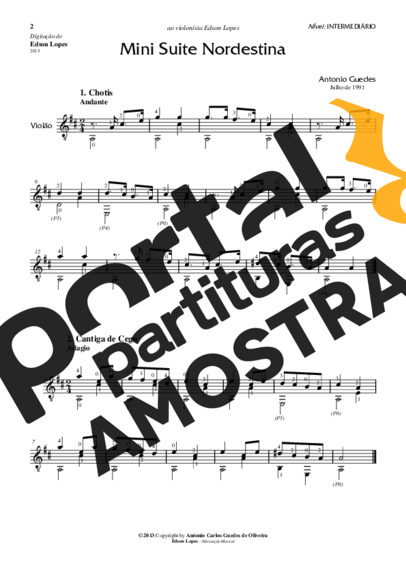 Antonio Guedes Mini Suite Nordestina partitura para Violão