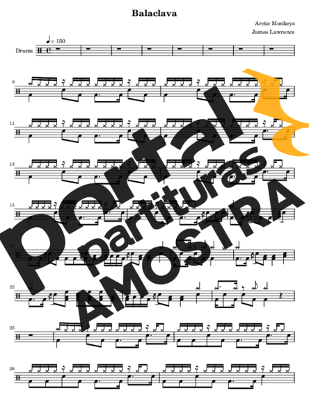 Arctic Monkeys Balaclava partitura para Bateria