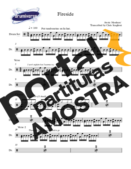 Arctic Monkeys Fireside partitura para Bateria