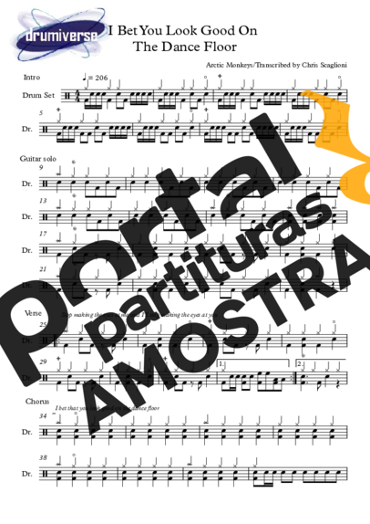 Arctic Monkeys I Bet You Look Good On The Dance Floor partitura para Bateria