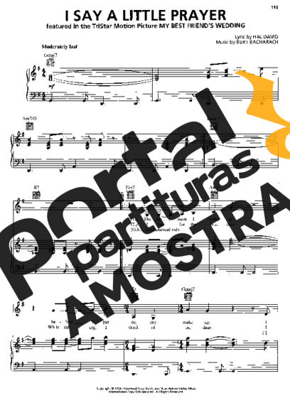 Aretha Franklin I Say Little Prayer partitura para Piano