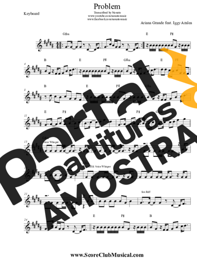 Ariana Grande Problem (feat. Iggy Azalea) partitura para Teclado