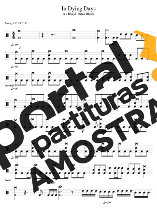 As Blood Runs Black In Dying Days partitura para Bateria