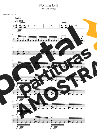 As I Lay Dying Nothing Left partitura para Bateria