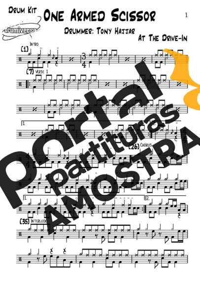 At The Drive In  partitura para Bateria