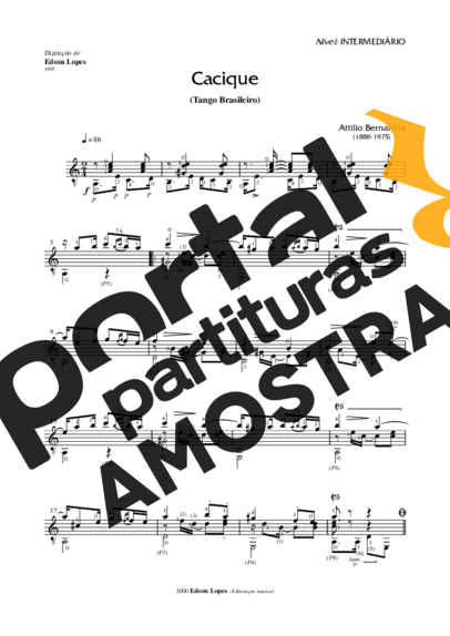 Attílio Bernardini Cacique (Tango Brasileiro) partitura para Violão