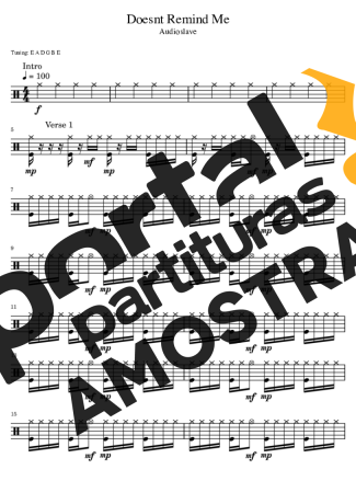 Audioslave Doesn´t Remind Me partitura para Bateria