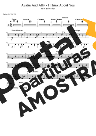 Austin And Ally I Think About You partitura para Bateria