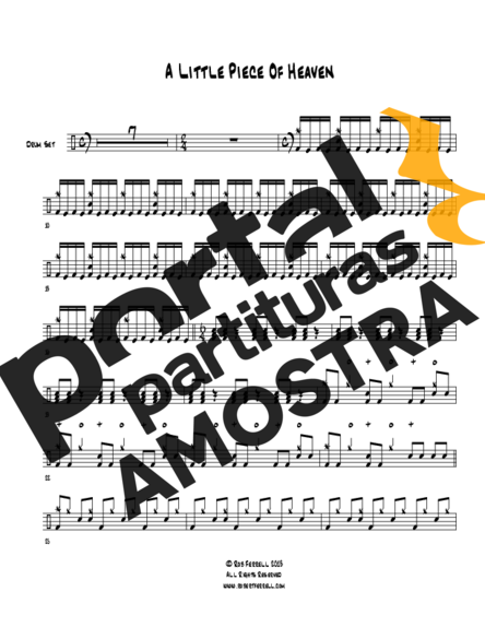 Avenged Sevenfold A Little Piece Of Heaven partitura para Bateria